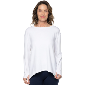 Coolibar West Palm Drape Tee UPF 50+, White/Vivid Coral - Women's XS-2XL